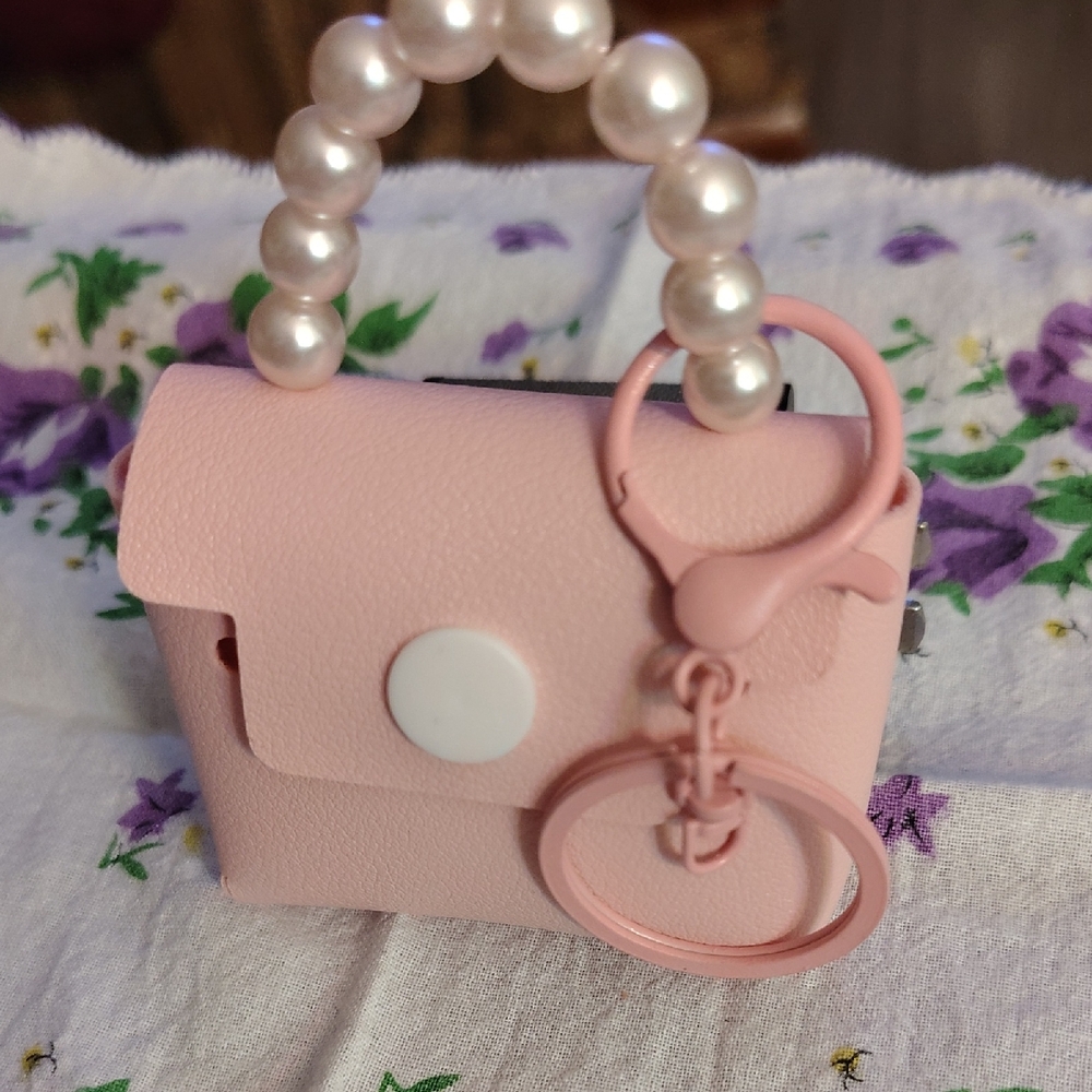 Pink Mini Bag Charm with Pearl Handle
